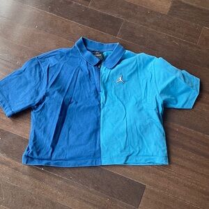 Jordan Two-Tone Blue zipper Polo Shirt - Jordan Flight Women's Top